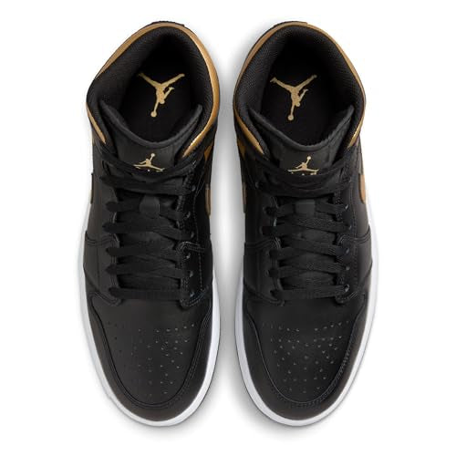 Jordan 1 Mid Black/Metallic Gold-White