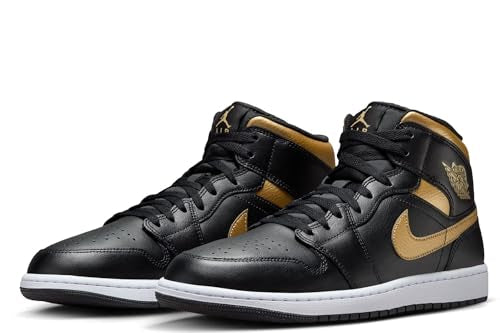 Jordan 1 Mid Black/Metallic Gold-White