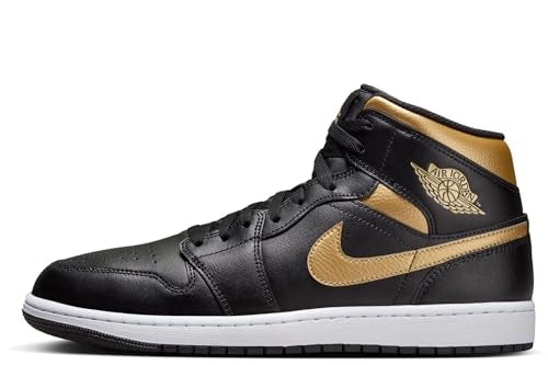 Jordan 1 Mid Black/Metallic Gold-White