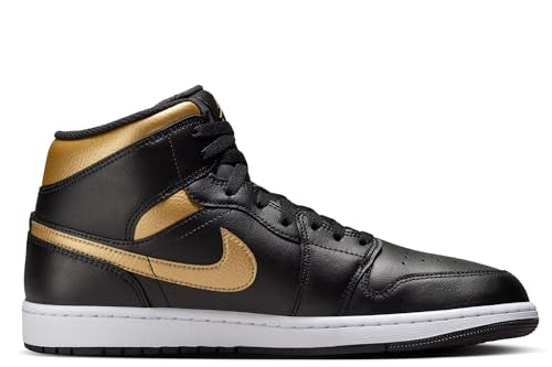 Jordan 1 Mid Black/Metallic Gold-White