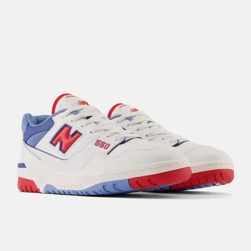 New Balance 550 White True Red Atlantic Blue
