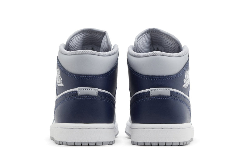 Tênis Air Jordan 1 Mid Wolf Grey Midnight Navy Cinza
