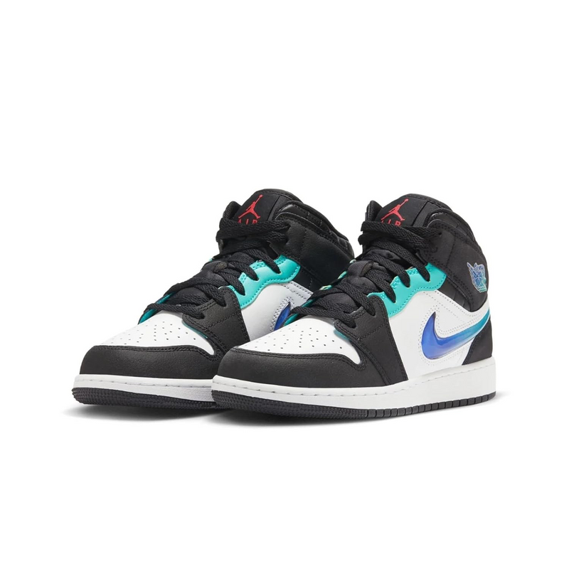 Air Jordan 1 Mid SE Black/White/Hyper Jade/Siren Red